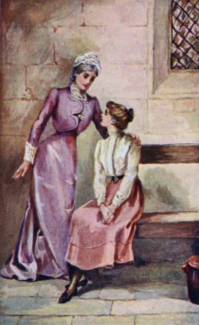 Ilustración para A World of Girls de L T Meade (litografia en color) de English School