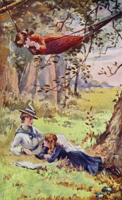 Ilustración para A World of Girls de L T Meade (litografia en color) de English School