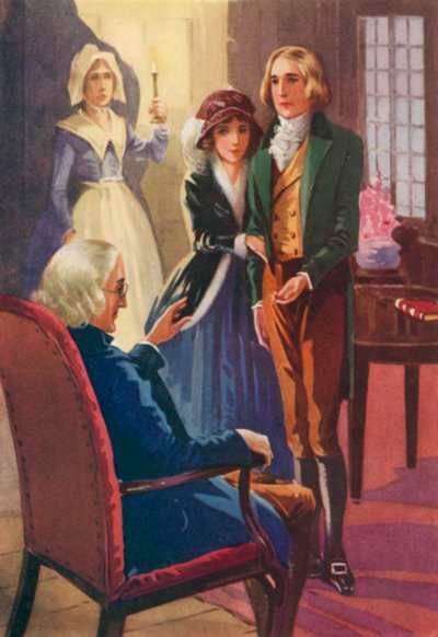 Ilustración para John Halifax Gentleman de Dinah Maria Mulock (litografía en color) de English School