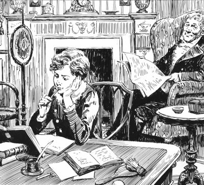 Ilustración para Oliver Twist de Charles Dickens (tinta y pluma) de English School