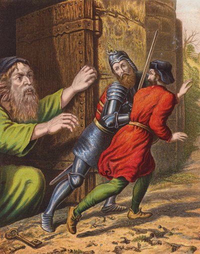 Ilustración de El progreso del peregrino de John Bunyan (litografía en color) de English School