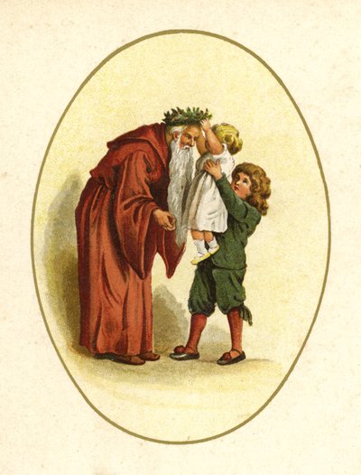 Ilustración de La llegada de Papá Noel (litografía en color) de English School