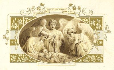 Ilustración de La llegada de Papá Noel (litografía en color) de English School