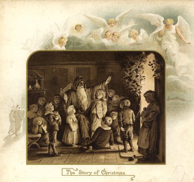 Ilustración de La llegada de Papá Noel (litografía en color) de English School