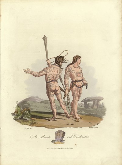 Ilustración para El Traje de los Habitantes Originales de las Islas Británicas de English School