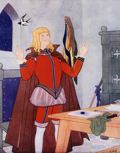 Ilustración para El príncipe feliz de Oscar Wilde (litografía en color) de English School