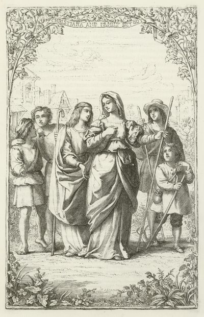 Ilustración para El progreso del peregrino de John Bunyan de English School