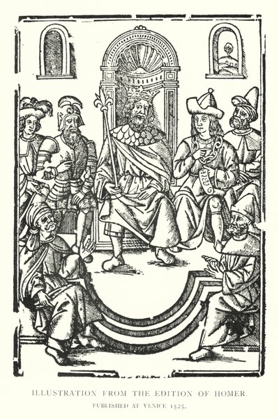 Ilustración de la Edición de Homero, publicada en Venecia en 1525 (lito) de English School