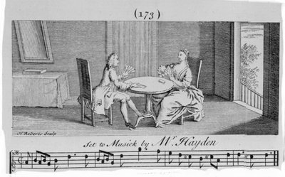 Ilustración para la partitura de Joseph Haydn, grabado por H. Roberts de English School