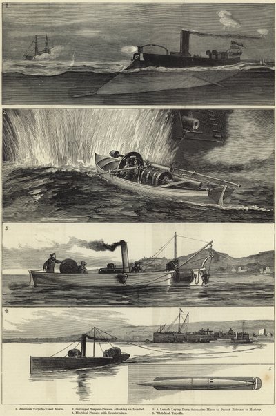 Ilustraciones de la guerra de torpedos de English School