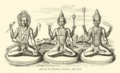 Imágenes de Brahma, Vishnu y Siva de English School