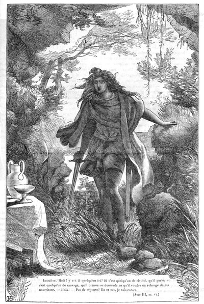 Imogen en Cymbeline - Ilustración en “Obras completas de William Shakespeare” 1866 - Las ilustraciones y la forma general de esta edición son tomadas de Cassell