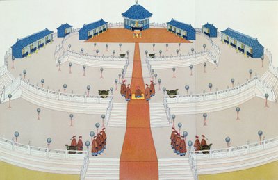 Culto Imperial de Shangti en el Altar del Cielo en Pekín, ilustración de El Reino Medio por Samuel Wells Williams (1812-84) 1883 de English School