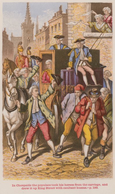 En Cheapside, la multitud tomó sus caballos del carruaje de English School