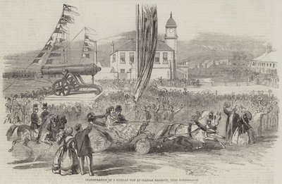Inauguración de un cañón ruso en el puerto de Seaham, cerca de Sunderland de English School