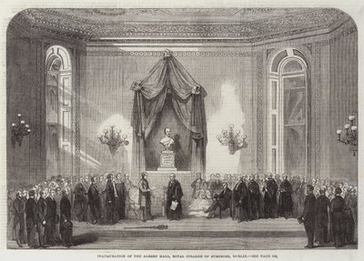 Inauguración del Albert Hall, Real Colegio de Cirujanos, Dublín (grabado) de English School