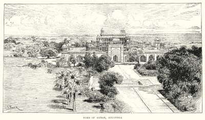 India: Tumba de Akbar, Sikandra (grabado) de English School