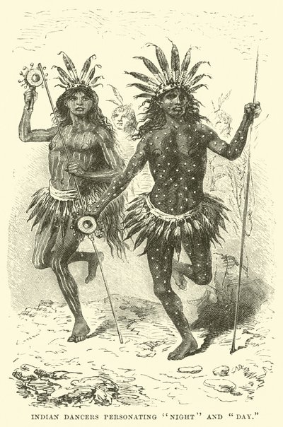 Bailarines indios personificando la Noche y el Día de English School