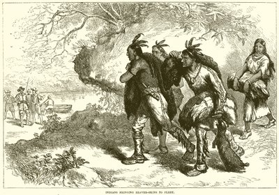Indios trayendo pieles de castor a la flota de English School
