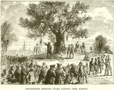 Reunión de indignación bajo el Árbol de la Libertad, Boston de English School