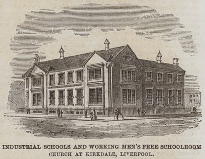 Escuelas Industriales y Escuela Gratuita para Hombres Trabajadores en Kirkdale, Liverpool (grabado) de English School