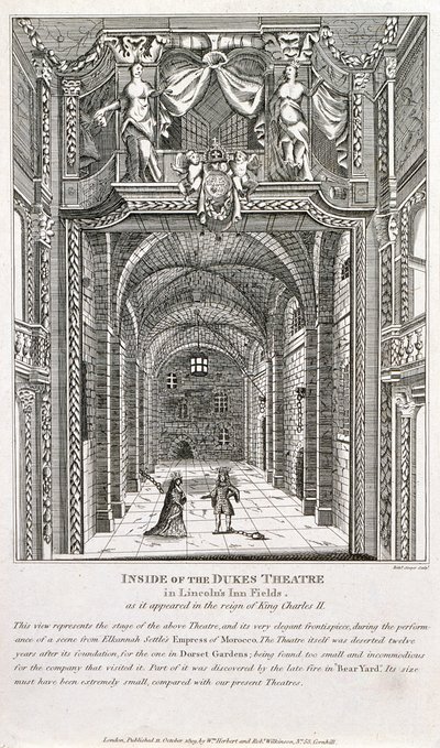 Interior del Teatro de los Duques, Londres, grabado por Richard Sawyer, 1820 de English School