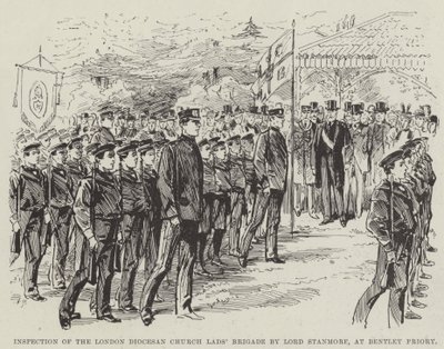 Inspección de la Brigada de Jóvenes de la Iglesia Diocesana de Londres por Lord Stanmore, en Bentley Priory de English School