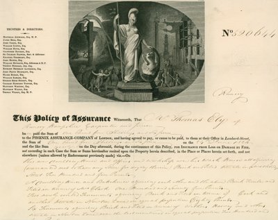 Póliza de seguro de la Phoenix Assurance Company, Londres de English School
