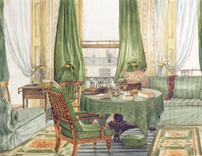 Vista interior de una sala de estar en Brighton, c.1845 de English School