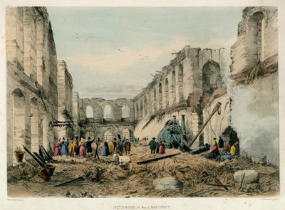 Interior de la Armería, Incendio de la Torre de Londres, 1841 de English School