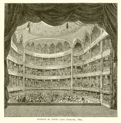 Interior del teatro Drury Lane, 1804 de English School