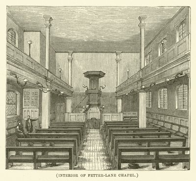 Interior de la capilla Fetter-Lane (grabado) de English School
