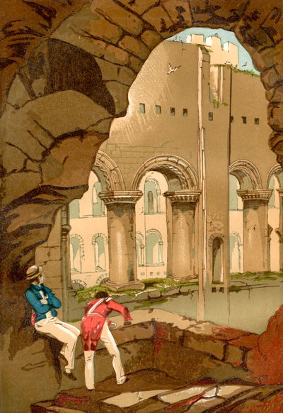Interior del Castillo de Rochester, Rochester, Kent, Sudeste de Inglaterra, de Old England: A Pictorial Museum, pub. 1847 de English School