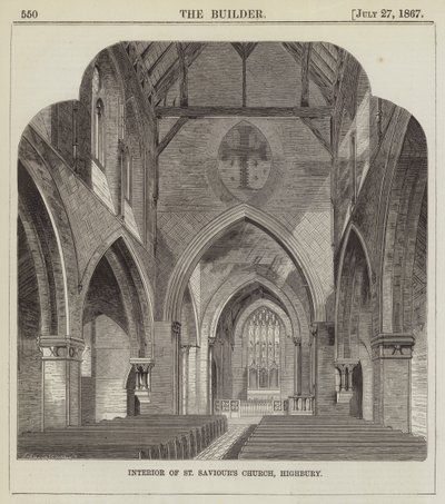 Interior de la Iglesia de San Salvador, Highbury (grabado) de English School