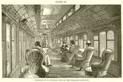 Interior de un coche Pullman en el Ferrocarril Midland de English School