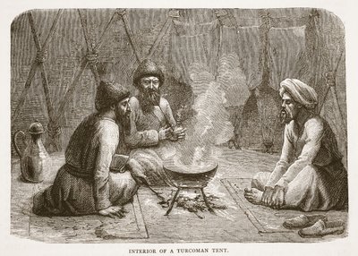 Interior de una tienda turcomana, ilustración de la Historia Ilustrada de Inglaterra de Cassell de English School