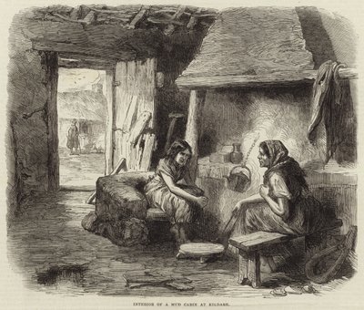 Interior de una cabaña de barro en Kildare de English School