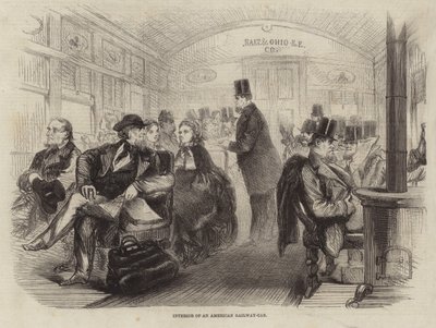 Interior de un vagón de tren americano de English School
