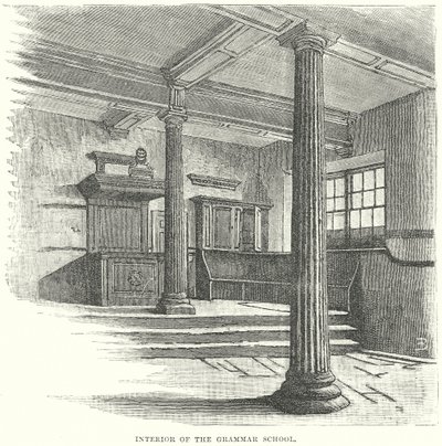 Interior de la Escuela de Gramática (grabado) de English School