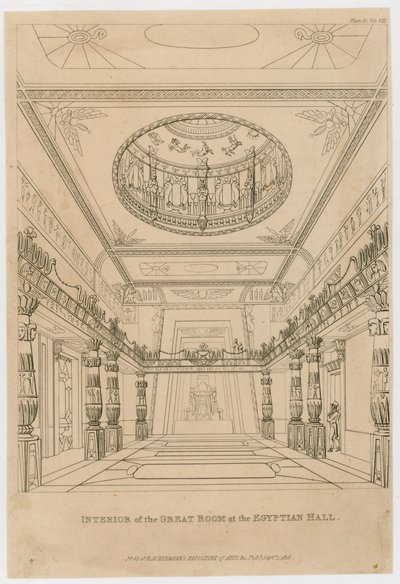 Interior de la Gran Sala en el Salón Egipcio, Piccadilly de English School