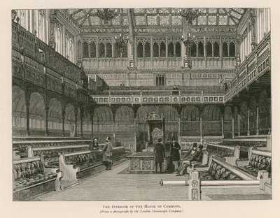 Interior de la Cámara de los Comunes, Westminster, Londres de English School