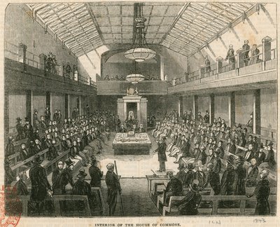 Interior de la Cámara de los Comunes, Westminster, Londres de English School