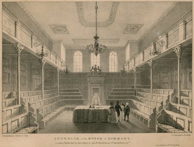 Interior de la Cámara de los Comunes, Westminster, Londres de English School
