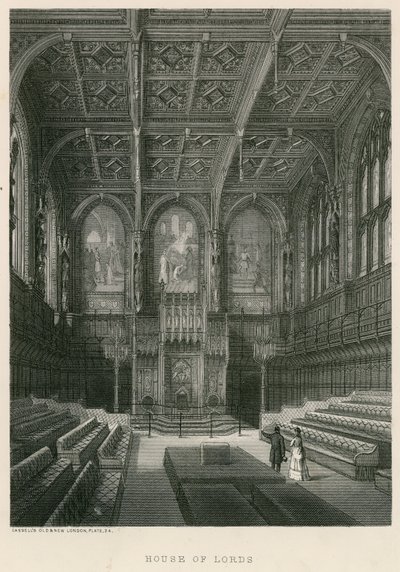 Interior de la Cámara de los Lores, Westminster, Londres de English School