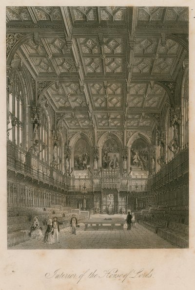 Interior de la Cámara de los Lores, Westminster, Londres de English School