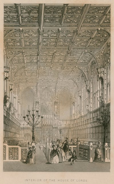Interior de la Cámara de los Lores, Westminster, Londres de English School