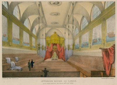 Interior de la Cámara de los Lores como era antes del incendio, 16 de octubre de 1834 de English School