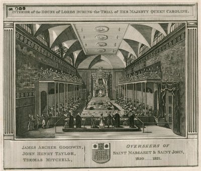 Interior de la Cámara de los Lores durante el juicio de Su Majestad la Reina Carolina de English School