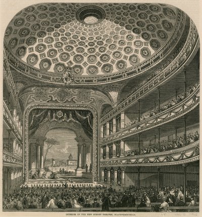 Interior del Nuevo Teatro Surrey, Blackfriars Road, Londres de English School