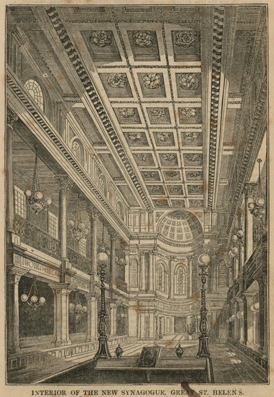 Interior de la Nueva Sinagoga, Great St Helens, Londres de English School